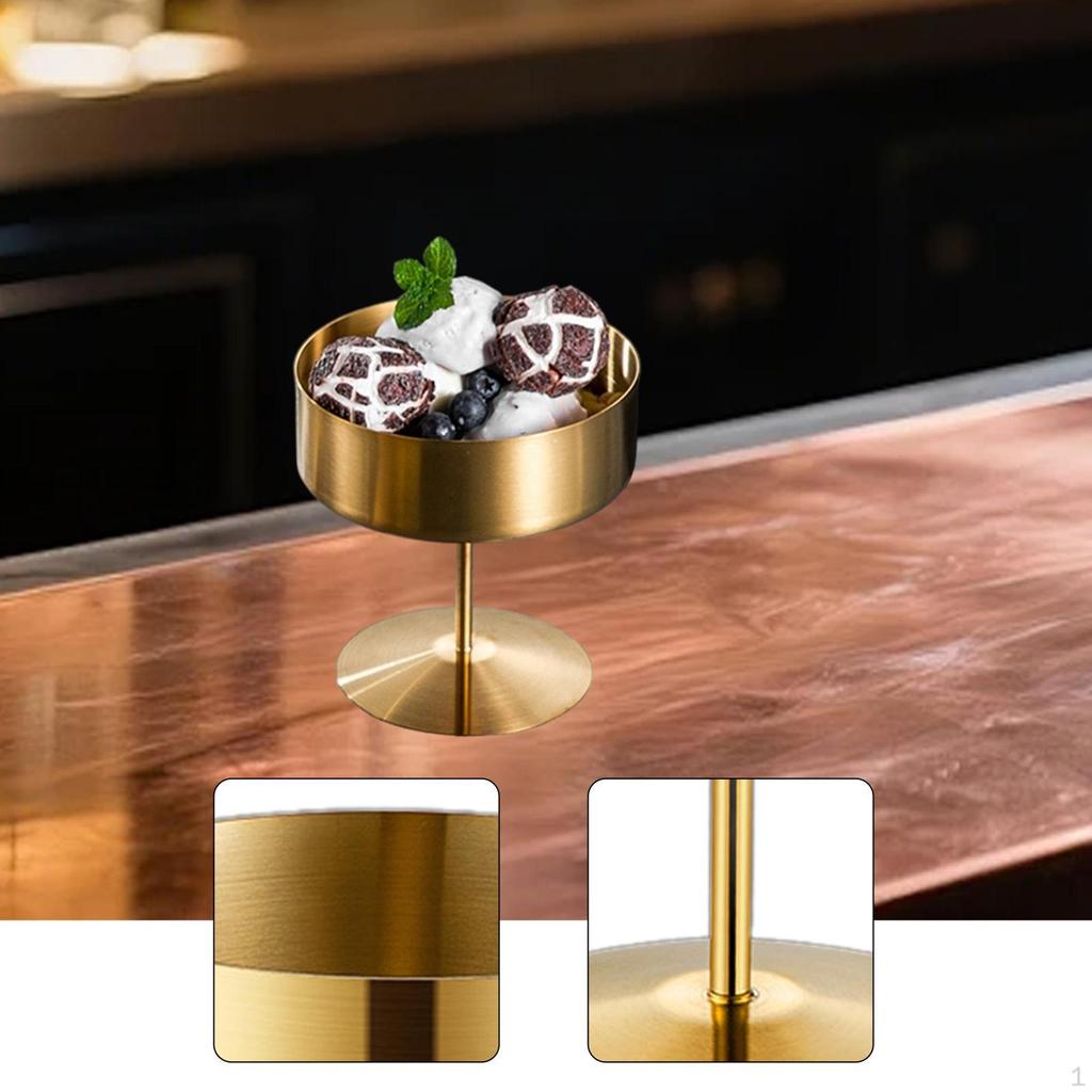 High Footed Ice Stainless Steel Dessert Cup Bowl Snack Candy for Sundae