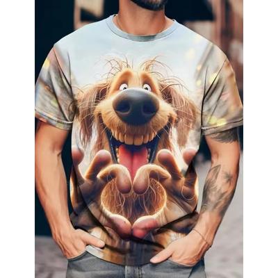 Herren Lustiges Tierdruck T-Shirt Kurzarm Tees Tops 3D-Druck Rundhals Shirts Sommer Freizeit Herrenbekleidung