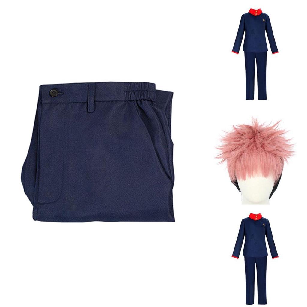 Durable And Comfortable Jujutsu Kaisen Yuji Itadori Cosplay Outfit With Synthetic Wig