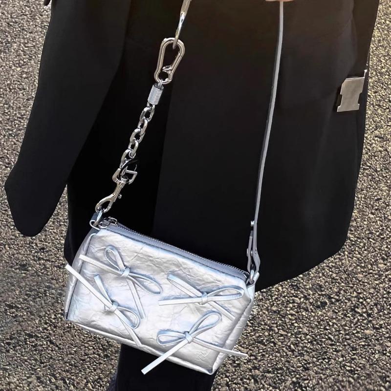 Bow Fashion Bag, Detachable Shoulder Bag, Small Square Bag, Chain Underarm Bag