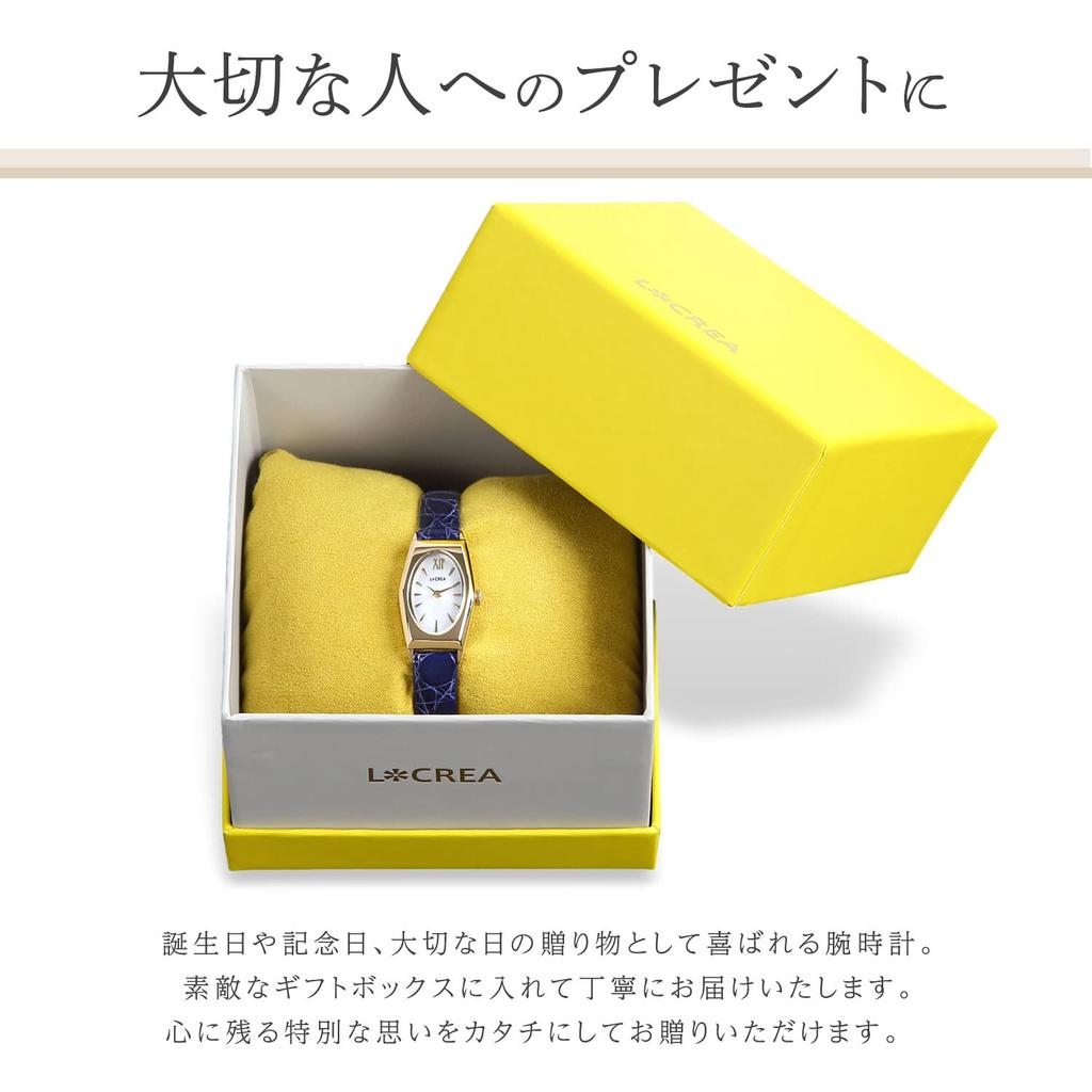 OVALE Solar Watch for Made in Lizard [LCREA] Women, Japan, LC2003-PGWHRIV, Leather/Ivory