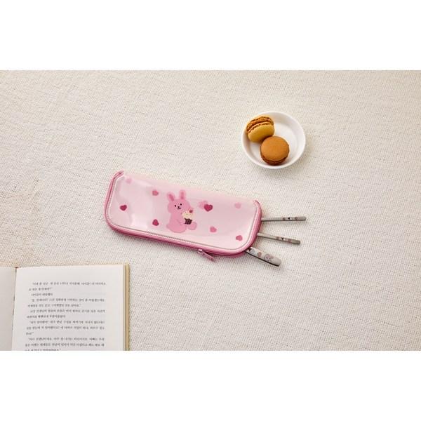 Modern House Kinder-Reißverschluss-Besteckkoffer, Rosa (Dessert-Hase), 1 Stück, koreanisches beliebtes Geschirr
