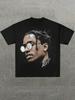 Retro ASAP Rocky Round Sunglasses Grayscale Portrait With Signature Print Graphic TeeCasual Print