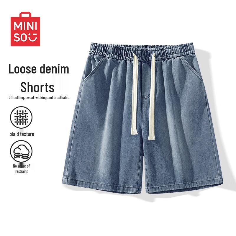 MINISO Men s Retro Washed Denim Shorts 2XL