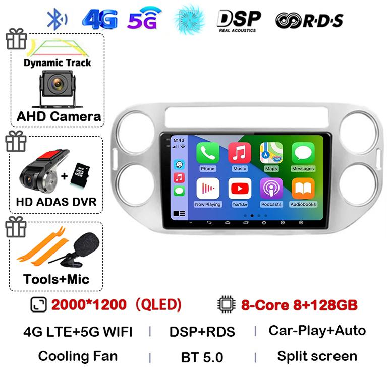 Android 14 Carplay Auto Car Radio For VW Volkswagen Tiguan 1 NF 2006 2008-2013 2014 2015 2016 Multimedia GPS Video Player Stereo