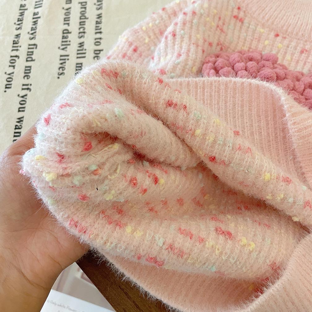 Koreanischer Stil 2025 Winter Mädchen Bunter Herz Strickpullover