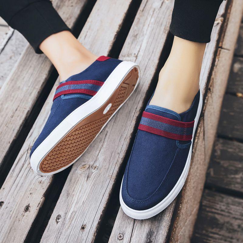 Pantofi de pânză noi de vară pentru bărbați 2024, versiune coreeană de pantofi casual pentru studenți, pantofi de pânză leneși cu un singur pedal, pantofi la modă pentru bărbați