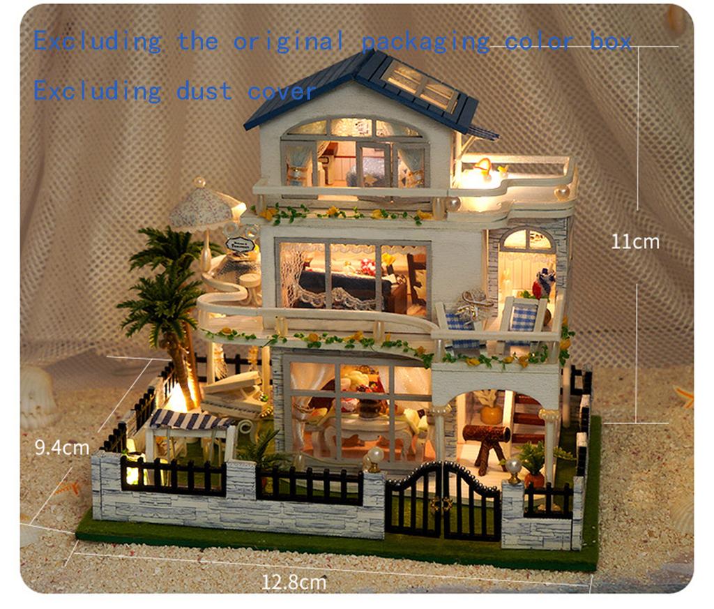 Diy Big Wooden Dollhouse  Furniture Light Kit Doll House Casa Miniature Accessories Wooden Toys Christmas Birthday Gifts New