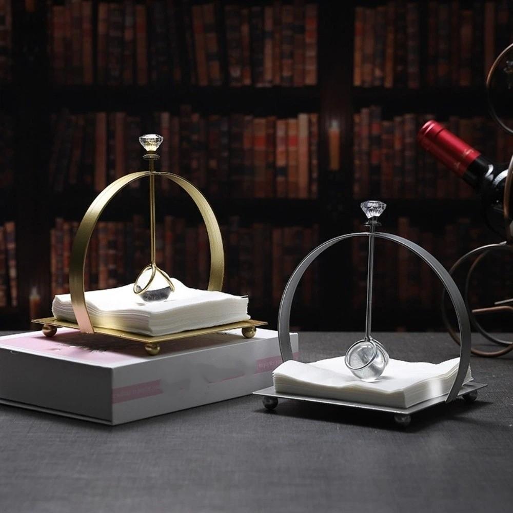 Practical Modern Napkin Holder Square with Handle Tabletop Tissue Rack Iron Durable Arch Bridge Napkin Dispenser Restaurant