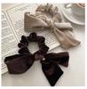 Vintage Velvet Bow Scrunchie Rabbit Knot Hair Rope Ribbon Elastic Ponytail Holder Hair Tie Solid Hair Accessories Winter