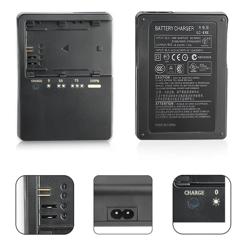 LP-E6 LP-E6N LC-E6 Charger Suitable for Canon: Compatible with LP-E6NH LC-E6E Battery EOS R Ra R5 C R6 R7 DSLR 60D 60DA 70D 80D
