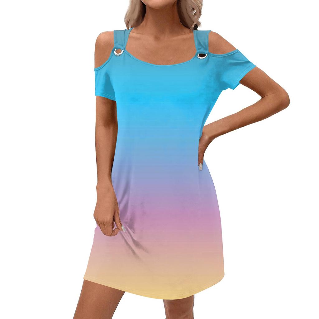 Women's Stylish Casual Summer Gradient Dress With Pockets