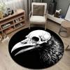 Artistic Round Skull Multicolor Accent Rug, Non-Slip Floor Mat for Kids Room
