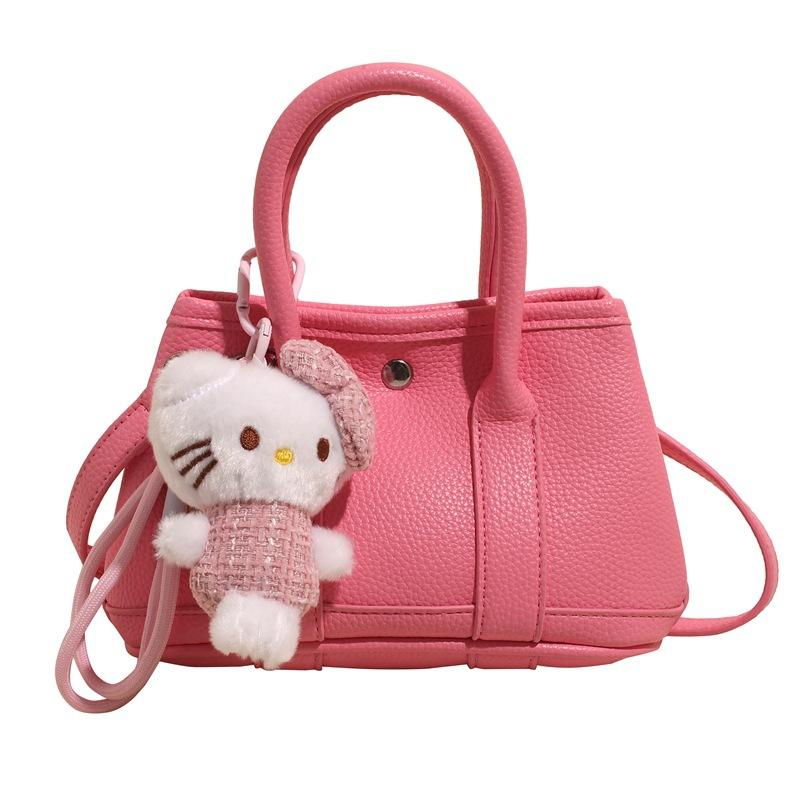 Korean Niche Dopamine Lychee Pattern Portable Bucket Bag Casual Simple Versatile Temperament Commuter Messenger Women's Bag