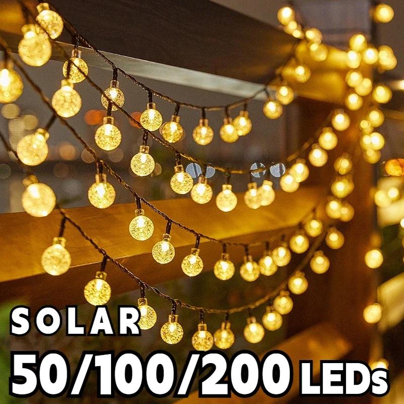 Solar Crystal Globe LED String Lights IP65 Waterproof Outdoor Fairy Light for Garden Party Christmas Decor