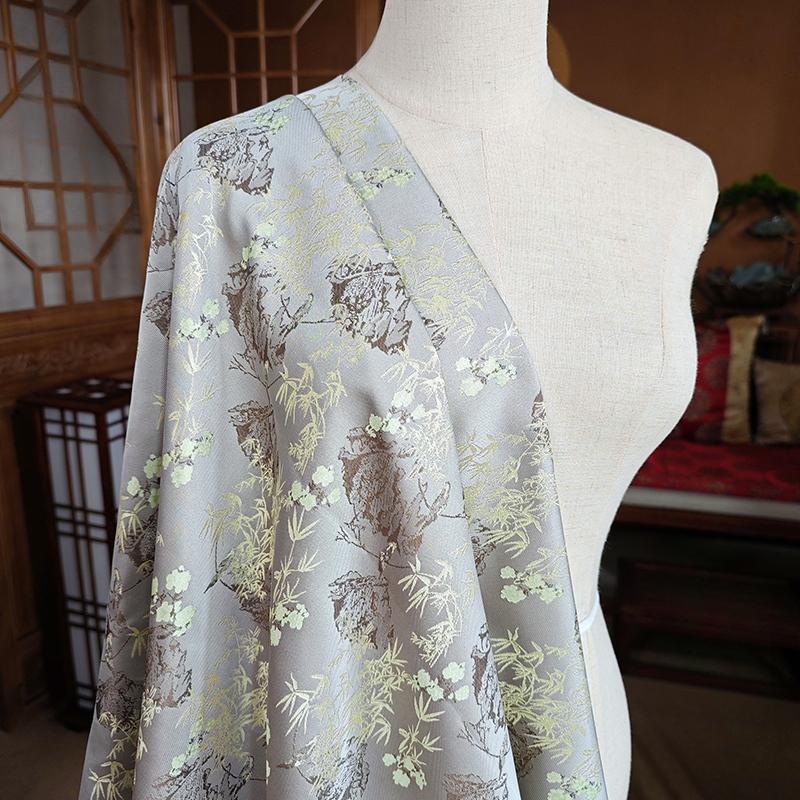 Embossed Jacquard Fabric White Beige Goldfish Design Sewing Material Cheongsam Dress Party Garment Wide 150cm Sold By Meter