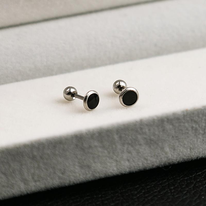 Stainless Steel Geometric Black Series Stud Earrings, Cross Simple Earrings, Love Dripping Oil Personalized Earrings