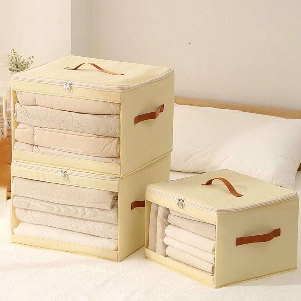 Non-woven Fabric Square Storage Box Zippered Large Capacity Underwear Storage Box Folding Dust-proof Clothes Organizer