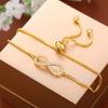 Huitan Fashion Gold Color Box Chain Bracelet for Women Trendy Bright Zirconia Hand Jewelry for Engagement Exquisite Accessories
