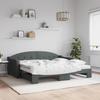 VidaXL Daybed with Trundle and Mattress Dark Grey 90x190 Cm Fabric 3197559