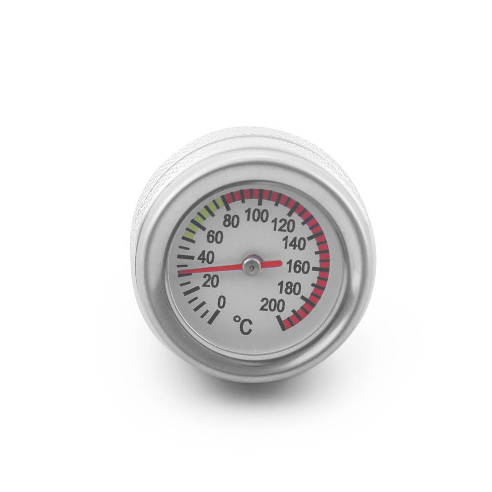 M30×1.5 Fuel Tank Cap Oil Temp Gauge 0-200°C Pointer Dial Meter for Motorcycle Black Silver BX103093