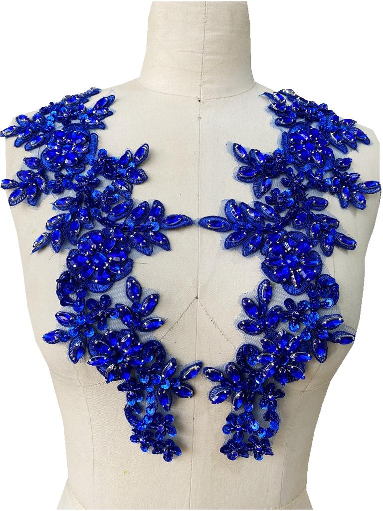 Heavy-duty Sewing Multi-color Bright Rhinestone Floral Lace Applique Dress Accessories Luxurious Decorative Patch Made In China