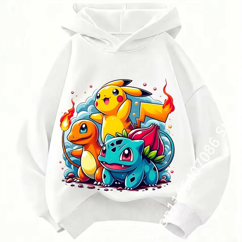 Felpa per Bambini Pikachu 2026 Nuovo Stile Felpa Sportiva per Ragazzi Felpa con Stampa Cartoni Animati per Ragazze Primavera-Autunno Maniche Lunghe Felpa Casual