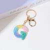 Resin Rainbow Color English Alphabet Tassel Keychain Creative Premium Crystal Epoxy Pendant Bag Pendant