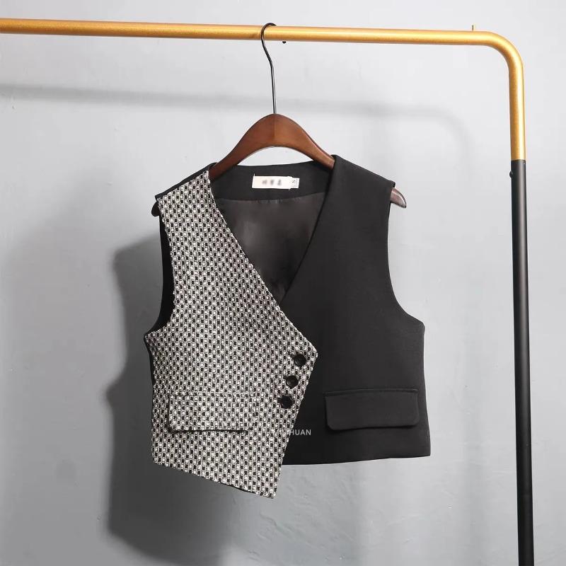 Short Vest for Women New Spring Autumn Clothing Fashion Western-style Color Matching Outer Vest