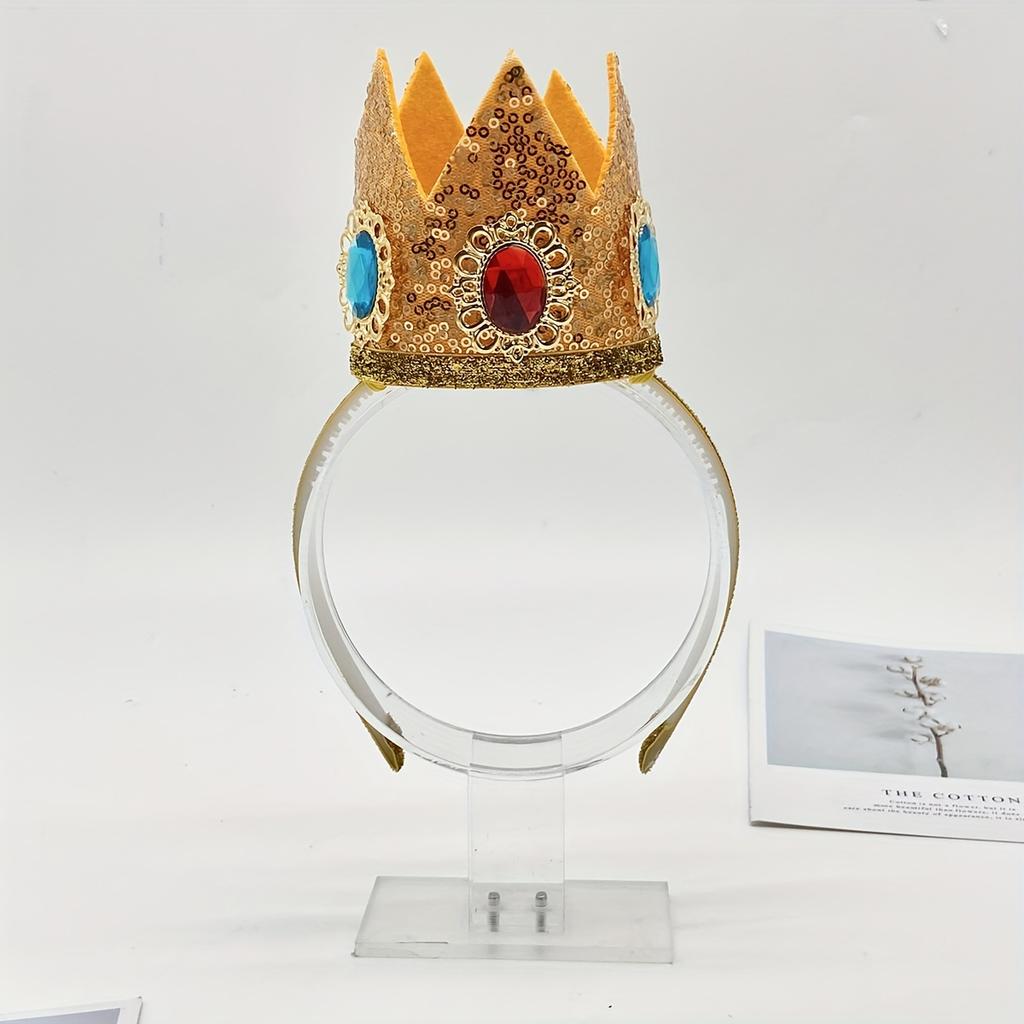 Elegant Glitter Golden Crown Headband, Birthday Halloween Cosplay King Queen Photo Prop, Party Funny Supply, Stage Performance Accessory