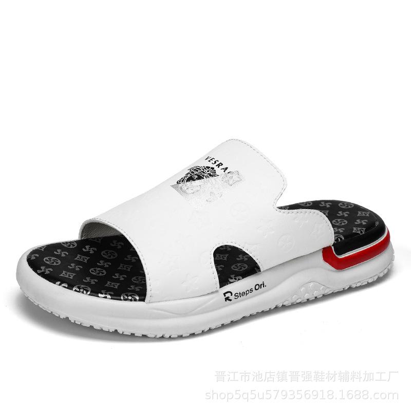 Chinese style trend men's summer one-word drag bathroom non-slip leisure travel non-slip out moisture slippers