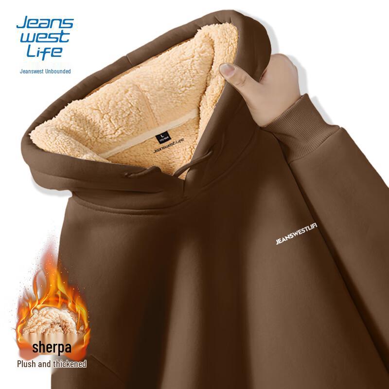 

JEANSWEST LIFE Men s Fleece-Lined Hooded Sweatshirt M