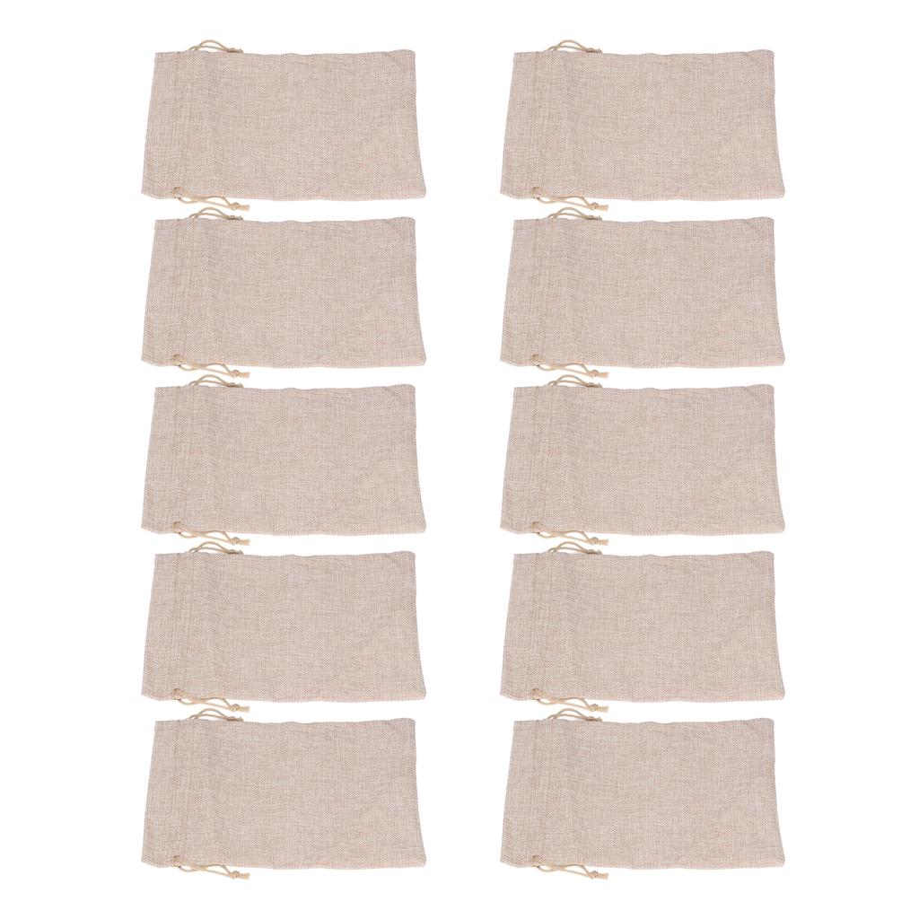 10Pcs Cotton Linen Bag Small Storage Drawstring Bag 9 X 6.7in Reusable Storage Bag for Bread Flowers