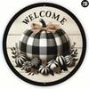 Buffalo Plaid Pumpkin Metal Welcome Sign Vintage Farmhouse Wall Art