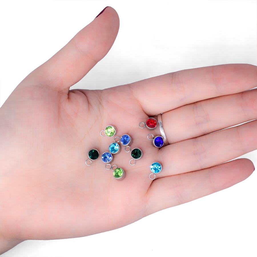 144Pcs/Lot Birthstone Necklace Pendant Jewelry Making Rhinestone Stainless Steel Charms For Women Earrings DIY Accessories Gift