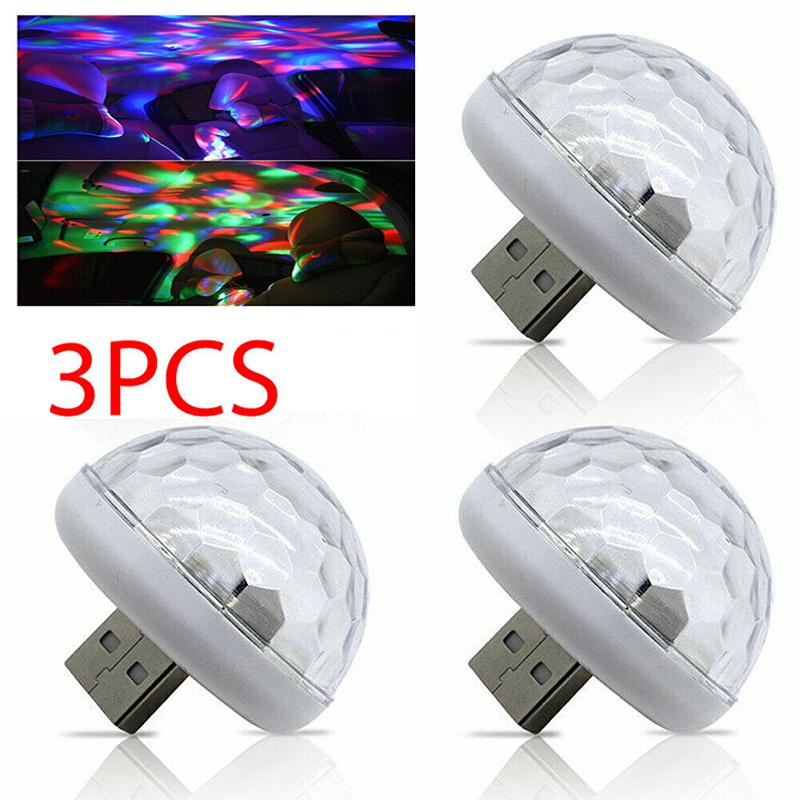 

3 Mini USB Party Disco Ball Light Звуковая Активация Светодиодная Автомобильная Атмосфера Сценический Свет