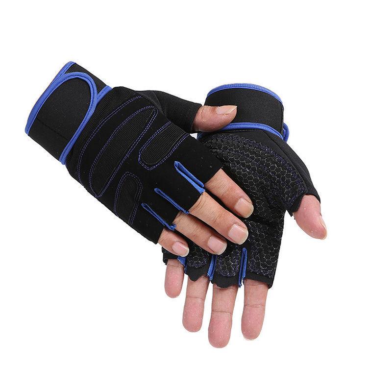Gym Gloves For Men Women Weight Lifting Wristband Gloves Body Building Training Shockproof Sports Exercise Gloves L синий