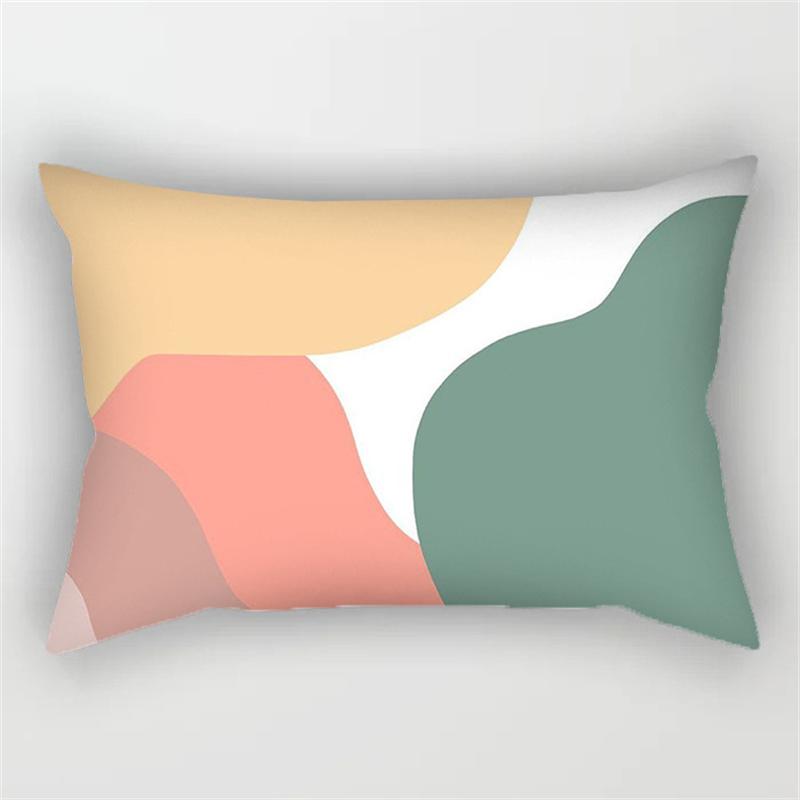 30x50cm Geometric Pillowcase Home Decor Cushion Cover Abstract Leaves Plant Patchwork Rainbow Polyester