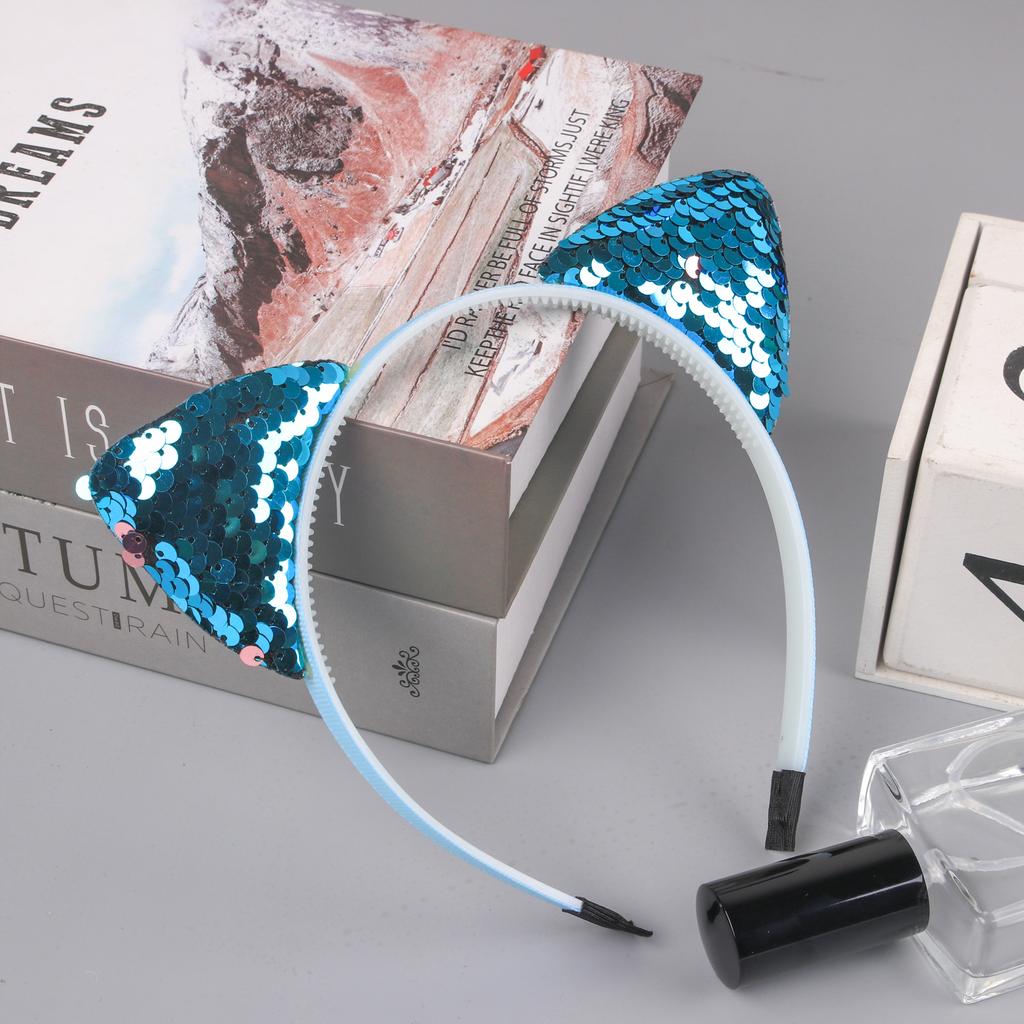 1PC Sequin Cat Ear Headbands Girls Party Hairbands Cute Glitter Cat Ear Hairband Kitty Headbands Kids Party Hair Accessories