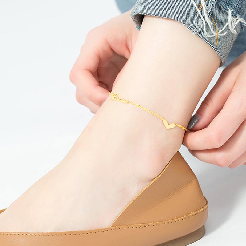 Tide Double-Layer Heart Anklet: 18K Gold-Plated Titanium Steel, Non-fading Fashion Light Luxury for Women