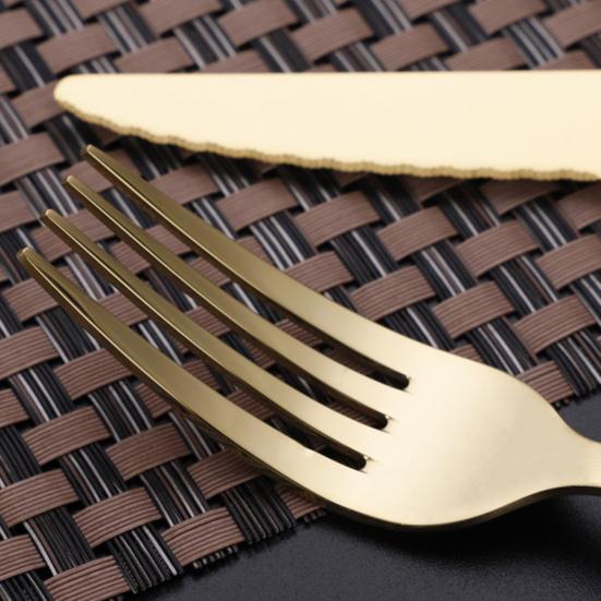 Tableware Solid Rust-Proof Faux Wood Handle Stainless Steel Spoon k Knife Household