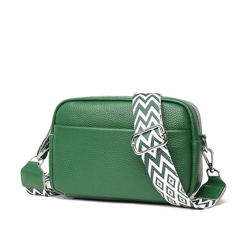 Genuine Leather Wide Shoulder Strap Single-shoulder Bag Soft Leather Casual Crossbody Bag