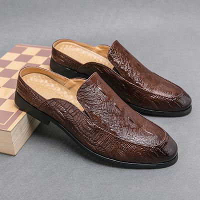 Designer Brand Genuine Leather Mens Casual Shoes High Quality Luxury Slippers Fashion 2024 Summer Half Shoes For Men Mocassins