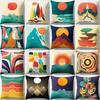 Car Waist Pillow Sofa Pillow Case Cartoon Sunrise Pattern Car Cushion Yiwu Pillow