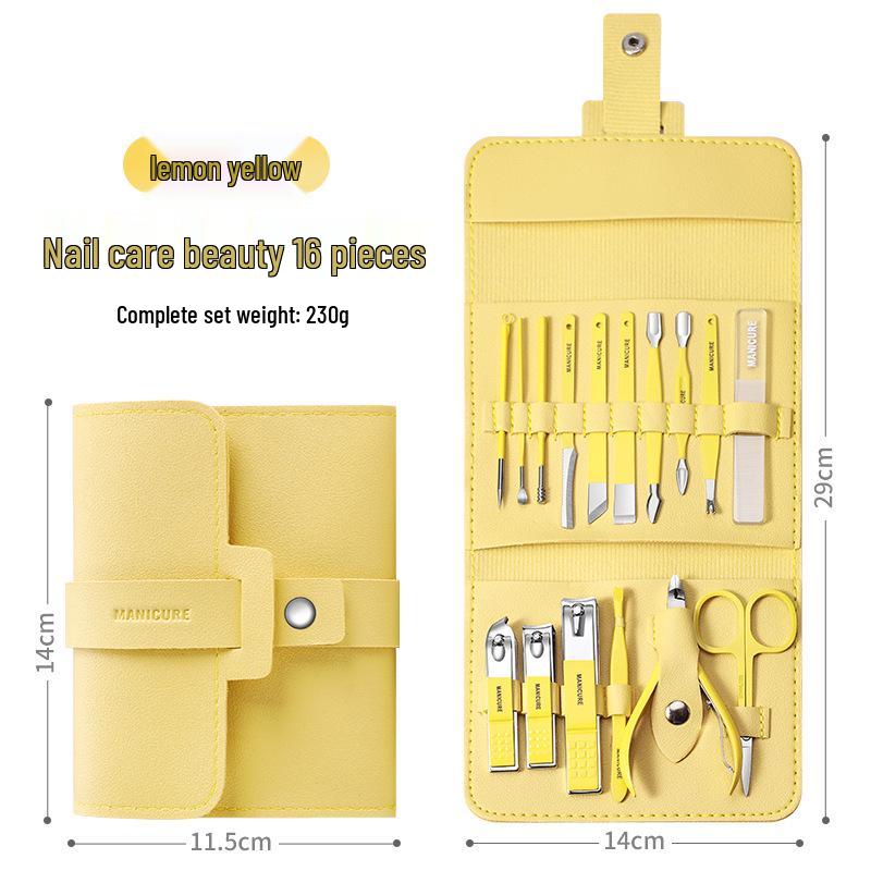 Set Manichiură și Pedichiură 16 Piese: Unghieră, Foarfece pentru cuticule și Instrumente