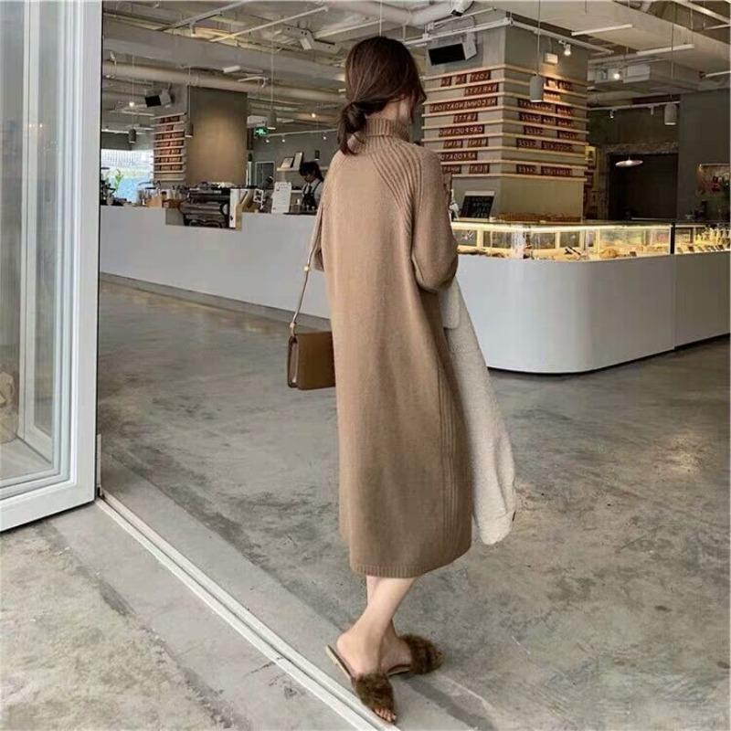 Christmas Red Temperament Slim Fit with Bottom Sweater Knitted Dress Women's Autumn and Winter with Coat Long Skirt