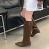 Eilyken Spring Autumn Cosy Pointed Toe Woman Knee-High Boots High Quality Slip-On Low Heels Banquet Dress Ladies Shoes