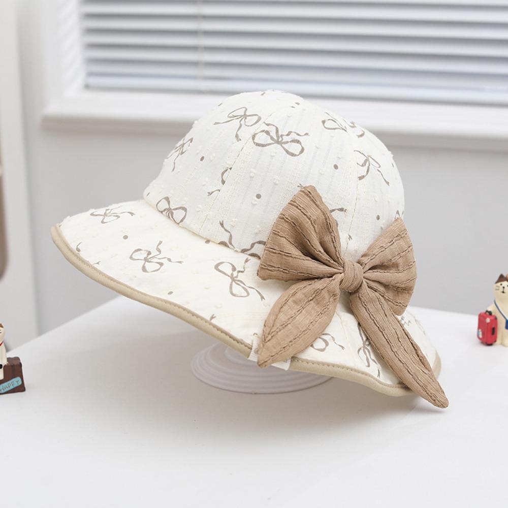 Kawaii Baby Fishermen Hat Bowknot Kids Bucket Hat Sunscreen Children Sun Hat  Apparel Accessories