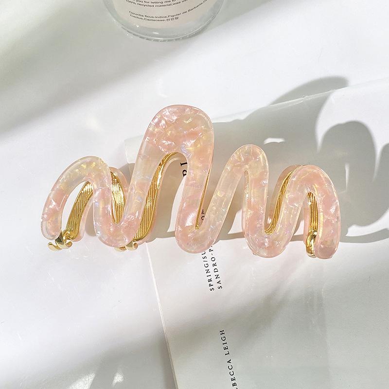 1pc New Acetic Acid Shark Clip High Quality Metal Grip Clip Wave Fashion Hair Grip Women's Premium Sense