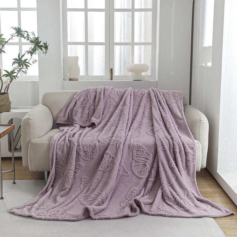Velvet Jacquard Butterfly Flower Multifunctional Wool & Coral Nap Blanket